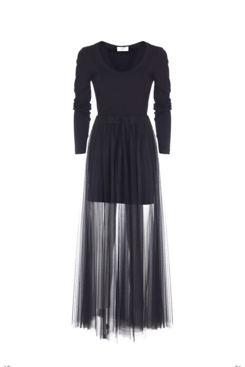 PUNTO MILANO SHEATH DRESS AND TULLE SKIRT