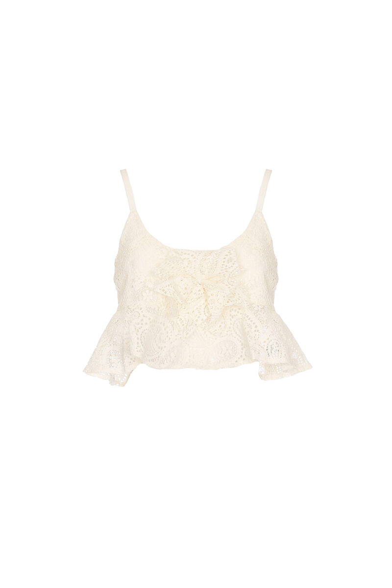 CROP TOP SLIM LACE SHOULDER WITH PIN